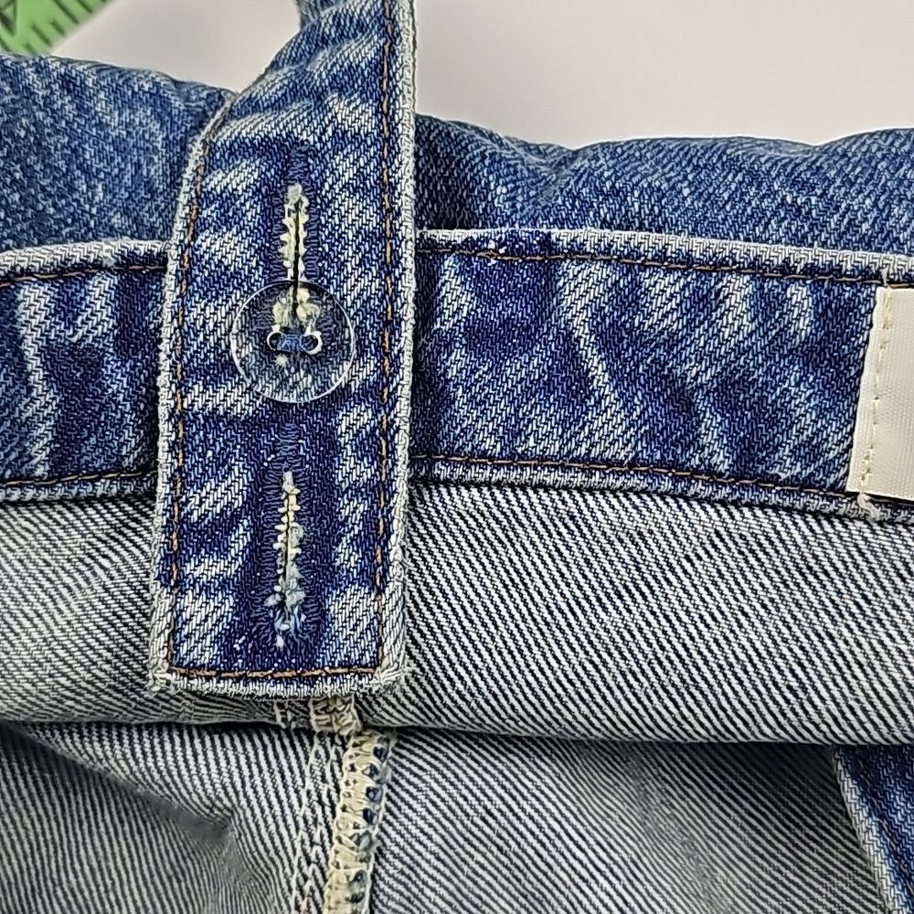 Reformation -772 Jeans Shasta Gabriela Raw Hem Button Up Denim Mini Dress Size 6 - Picture 6 of 12
